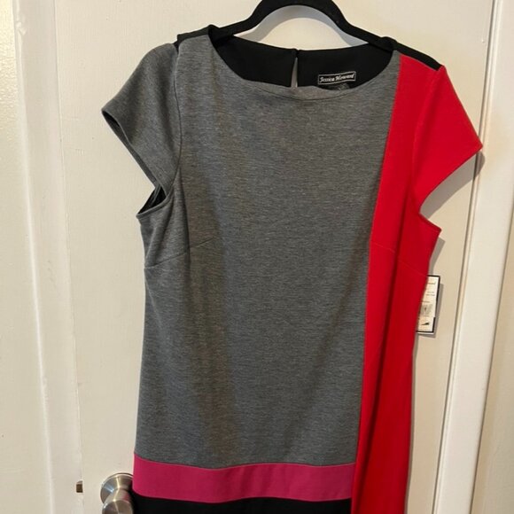 NWT COLOR BLOCK DRESS CAP SLEEVES SZ L - Picture 1 of 5